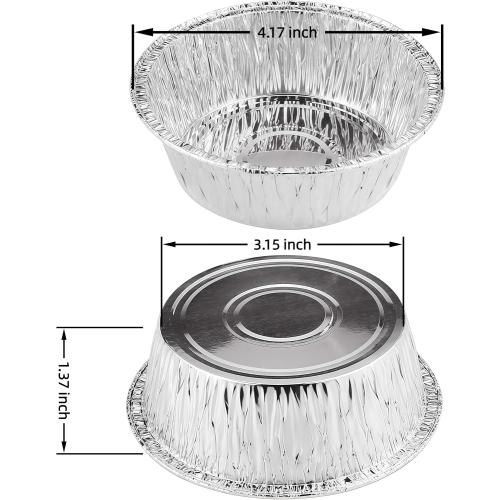 100 Pack 4 Round Tart Pie Foil Pans - Disposable Aluminum Foil Tart & Pie Tins for Baking, Cooking, Storage or Reheating