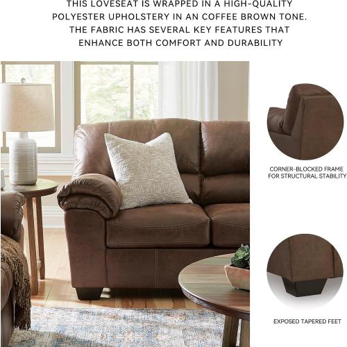 Size 69 x 36x 38 Signature Design by Ashley Bladen Faux Leather Loveseat, Brown