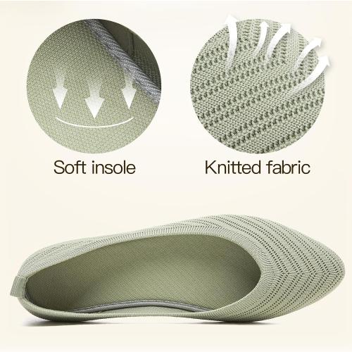 Iarus Women's Size 11 Green Flat Shoes Comfortable Ballet Flat Fashion Dress Shoes Pointed Toe Mesh Knit Portable Lazy Casul Shoes Office Commuting