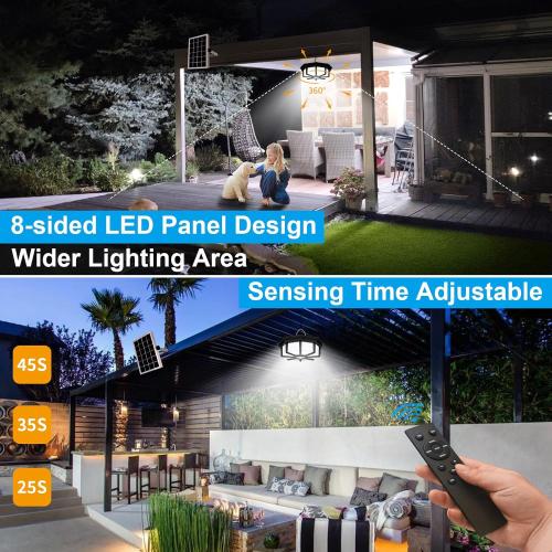 Solar Shed Light Indoor Outdoor, Aqonsie 288LED Solar Powered Motion Sensor Pendant Light Daytime Available, Solar Indoor Lights with 5 Lighting Modes & Remote for Shed Gazebo Barn Garage Home