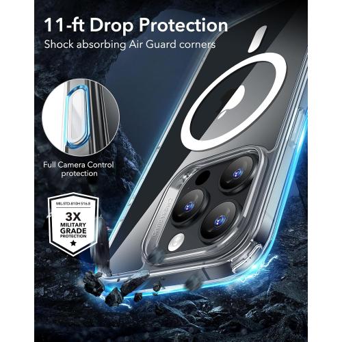 ESR for iPhone 16 Pro Max Case, Camera Control Cover, Compatible with MagSafe, Shockproof Military-Grade Protection, Magnetic Phone Case for iPhone 16 Pro Max, Classic Hybrid Case, Clear Grey