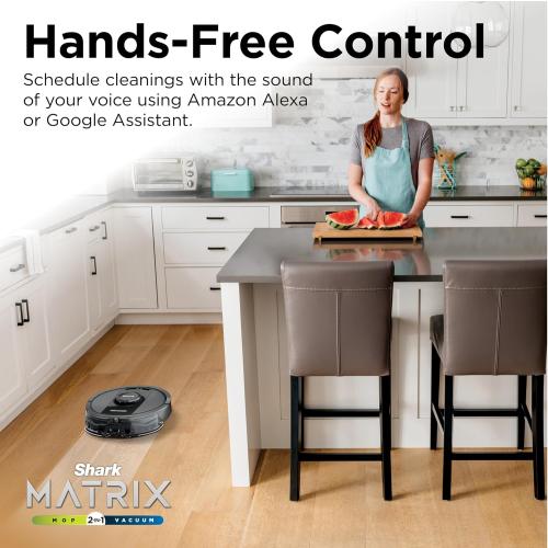 Shark Matrix Plus 2in1 Robot Vacuum & Mop with Sonic Mopping, Matrix Clean, Home Mapping, Bagless Self Empty Base, Voice Control, for Pet Hair, WiFi, RV2400WS (Renewed)