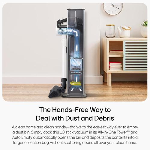 LG CordZero A931 - Cordless Stick Vacuum Cleaner with Auto-Empty Base, 60 Minute Runtime, Rechargeable Battery, Dual Floor Max Nozzle, Lightweight, Powerful Cleaning for Carpet, Hardwood, Pet Hair
