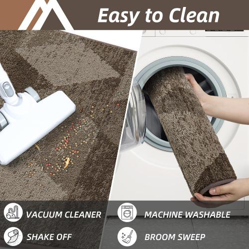 COSY HOMEER Entryway Rugs Doormat 32x48, Non-Slip Absorbent Polyester, Washable Rugs for Front Door, Dirty Paws & High Traffic Areas, Brown