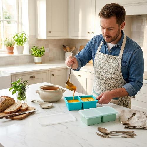 VINATO Set of 2 Silicone Freezer Containers with Lid, 500 ml