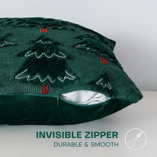 Christmas Throw Pillow Covers 18x18 Set of 2, Christmas Tree Decoration Cushion CoversCushion Covers Soft Faux Fur Pillow Cases for Sofa Couch Bed Winter Holiday Festivals Home Decor, Green