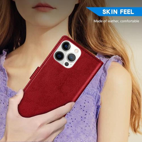 ZZXX for iPhone 14 Pro Max Wallet Case with [RFID Blocking] Card Slot Kickstand Magnetic Closure Leather Flip Fold Protective Phone Case for iPhone 14 Pro Max Case Wallet(Red-6.7 inch)