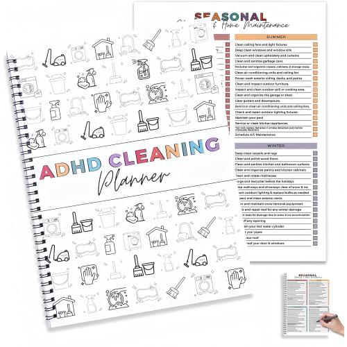ADHD Cleaning Planner for Adults – Undated Daily, Weekly & Monthly Cleaning Schedule & Checklist – Household Chores Organizer Notebook for Home Management, Routine Tracking Family Cleaning Tasks