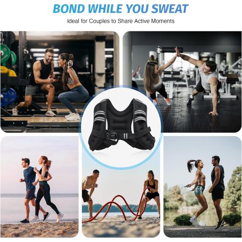 Black ZELUS Weighted Vest, 6lb/8lb/12lb/16lb/20lb/25lb/30lb Weight Vest with Reflective Stripe for Workout, Strength Training, Running, Fitness, Muscle Building, Weight Loss, Weightlifting