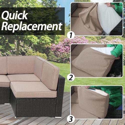 14Pcs Patio Cushion Covers Replacement Splashproof UV-Resistant Inelastic Covers with Zippers, Max Compatible 25.6x25.6x4inch Patio Cushion, for 7 Pcs Outdoor Patio Furniture Sets