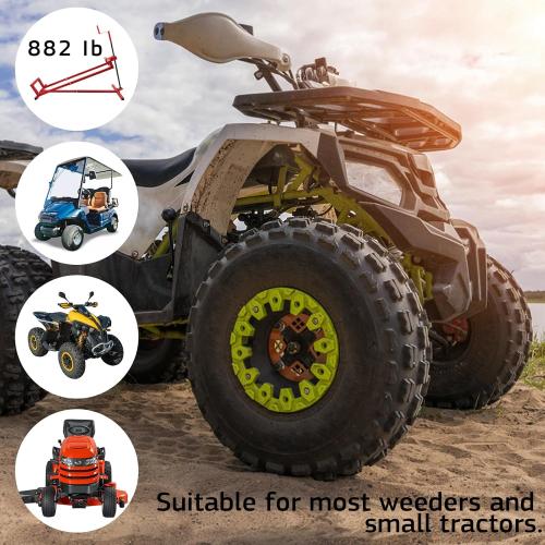 Lawn Mower Lift Jack, TUNTENDO Lifting Platform 882 Lbs Capacity Telescopic Maintenance Jack for Garden Tractors & Riding Lawn Mower with Manual Handle & Power Tool Extension Handle (Red)