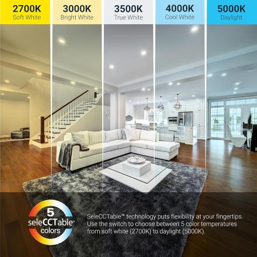 HALO LT 6 in Canless LED Recessed Indoor/Outdoor Dimmable Ceiling Downlight, Wet Location Rated, Selectable Color Temperature, 2700K-5000K, 750 Lumens, Wet Location - LTC608FS5B