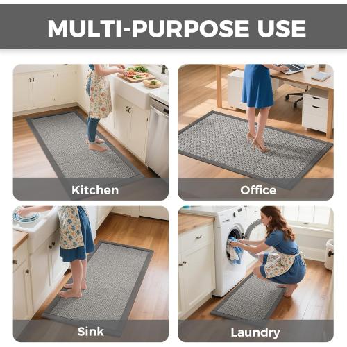 YDKGL Kitchen Rugs Non Slip Washable Kitchen Mat Anti Fatigue Gray 17x59