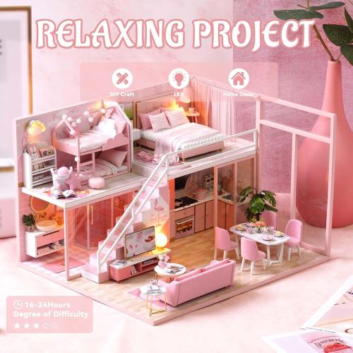 Flever Dollhouse Miniature DIY House Kit Creative Room with Furniture for Romantic Artwork Gift (Meeting Your Sweet)