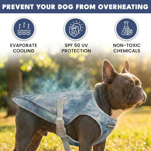 Spark Paws Dog Cooling Vest - SPF 50 UV Sun Protection - Summer Heat Relief Gear for Dogs, Lightweight, Evaporative Cooling - Dog Anxiety Relief Vest During Hot Days - Ice Blue, Medium