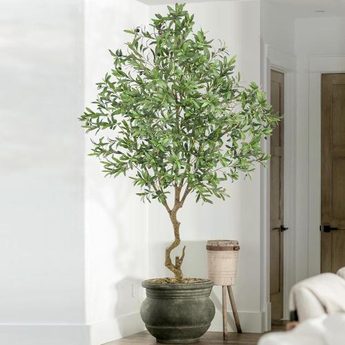Roselywed Artificial Olive Tree 8FT with 2190 Leaves & White Planter Realistic Tall Large Fake Faux Silk Plant 94 Inch for Indoor Home Office Porch Mall Restaurant Hotel School Decor Housewarming Gift