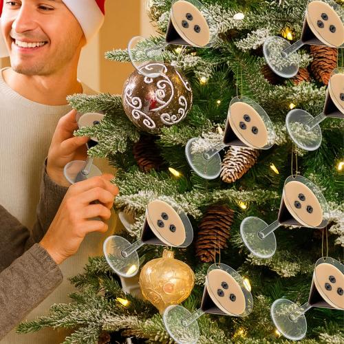 Soulchen 4 Pcs 3D Christmas Espresso Martini Hanging Ornament for Christmas Tree Decoration Martini Decor Birthday Gifts for Espresso Lover