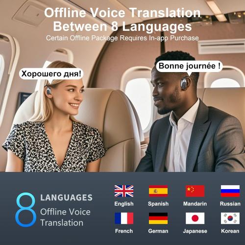 Black Real Time Translation Earbuds, AI Language Translator Earphone 3-in-1 Accents & Long Battery Life Translation Earbuds OWS 144 Languages & 8 Offline for Travel Business,Black