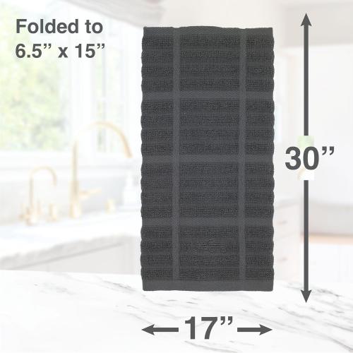 All-Clad Solid Kitchen Towel: Highly Absorbent, Super Soft Long Lasting - 100% Cotton, 17x30 Tea Towel for Cleaning & Drying Dishes, Pans, Glassware, or Countertops, (6-Pack), Pewter