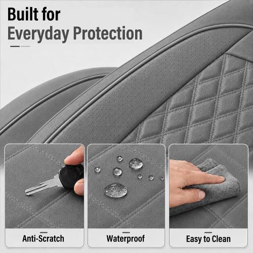 HChengkikz Car Seat Cover, Waterproof Nappa Leather (Gray)
