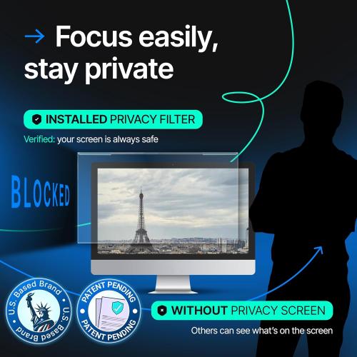 VINTEZ Acrylic 24 Inch Computer Privacy Screen Filter Compatible with 24 inch iMac (2021, 2022, 2023, 2024, M1, M3, M4) - 21.5 x 12.6 (547 x 320mm) - Monitor Frame Hanging Type