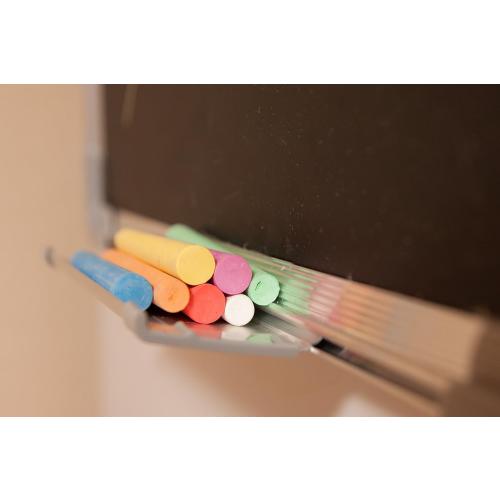 Chalkboard Set - 24 x 24 in Black Board with 1 Magnetic Chalk Eraser, 14 Chalk Sticks (7 Colors) and 4 Magnets - Large Message Wall Hanging Blackboard with Sturdy Frame for Home Office and Kitchen