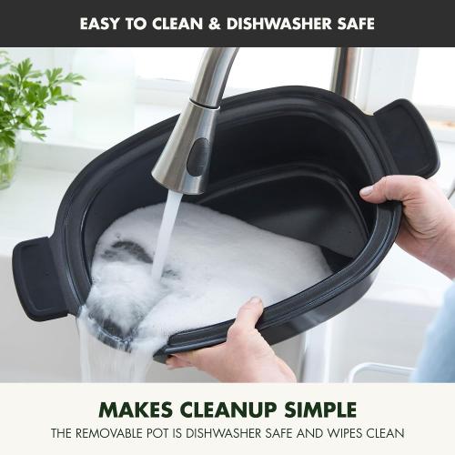 ‼️ WHITE ‼️GreenPan Elite 8-in-1 Programmable 6QT Electric Slow Cooker, Dishwasher Safe Lid & Removable Crock, PFAS-Free Healthy Ceramic Nonstick Multi-Cooker, Sear, Sauté, Brown, Steam Basket, Roast, silver