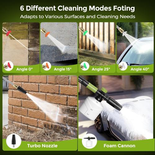 GREEN AND BLACK Electric Pressure Washer - 4000PSI 2.8GPM Electric Power Washer with 35ft Cord 26ft Hose, High Pressure Washers Includes 5 Nozzles, Foam Cannon for Cars, Homes, Driveways