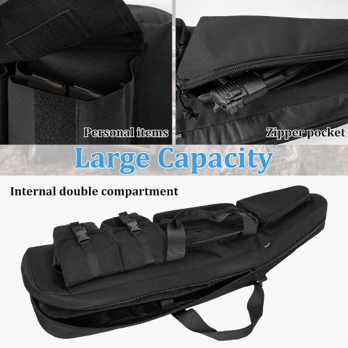 Soft Double Shotgun Rifle Case 32/38/42/46/52/55 Long Rifle Bag for Hunting Shooting Range, Firearm Transportation, With Multiple Magazine Holder Pouches