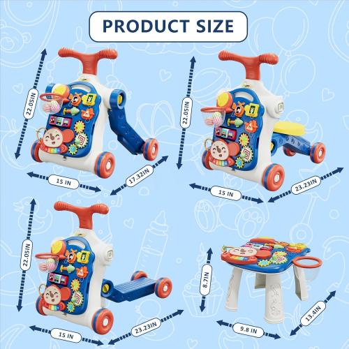 White, Red, and Navy Blue QDRAGON 5 in 1 Push Walkers for Baby Boys, Toddler Learning to Walk, Sit to Stand Walker, Early Learning Push Toy for Infant 12  Months