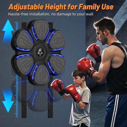 WeGuard Music Boxing Machine, Wall Mounted Music Boxing Machine for Adults Kids, Bluetooth Punching Machine with Boxing Gloves, Boxing Fitness Workout Equipment for Home, Office, Gym