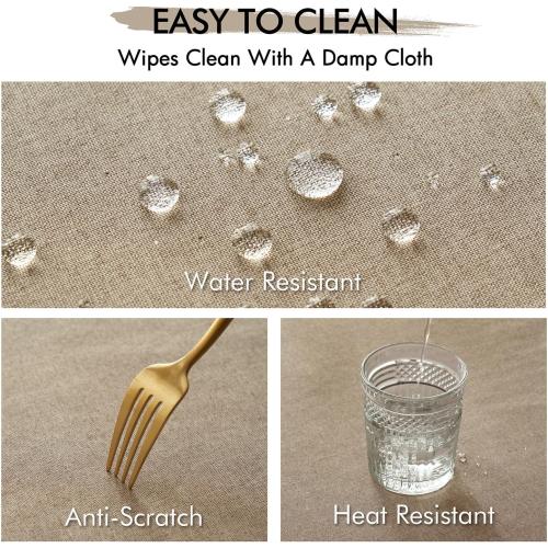 MIULEE Beige Thick Polyester Linen Rectangle Tablecloth Decorative Cutouts Waterproof Stain and Wrinkle Resistant Table Cloth Burlap Farmhouse Table Cover for Dining Party Wedding, 55 x 84 inch