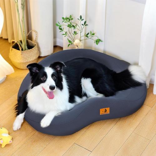 Orthopedic Dog Beds for Large/Medium Dogs, 9'' Thick Pure Memory Foam Dog Bed with Removable Washable Cover, Waterproof Couch Pet Bed, 60D High Density, Chewproof, Easy Clean, Dark Grey
