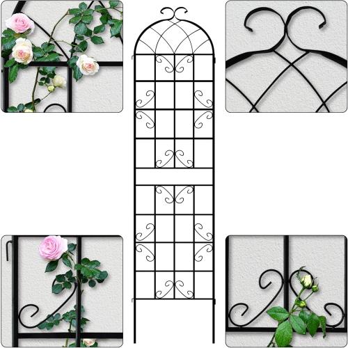 LZRS 2 Pack 83x20in Rustic Iron Arch Decoration Garden Trellis with Black Metal Coating – Perfect for Supporting Climbing Plants Outdoor, Roses, Vines, Flowers, and Vegetables.