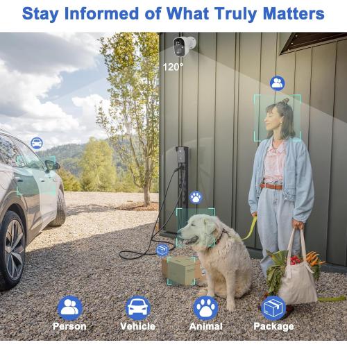 Security Cameras Wireless Outdoor, 2K Battery Powered WiFi Cameras for Home Security with AI Motion Detection, Color Night Vision, Spotlight, Siren, Waterproof, SD/Cloud Storage ( missing the instructions)