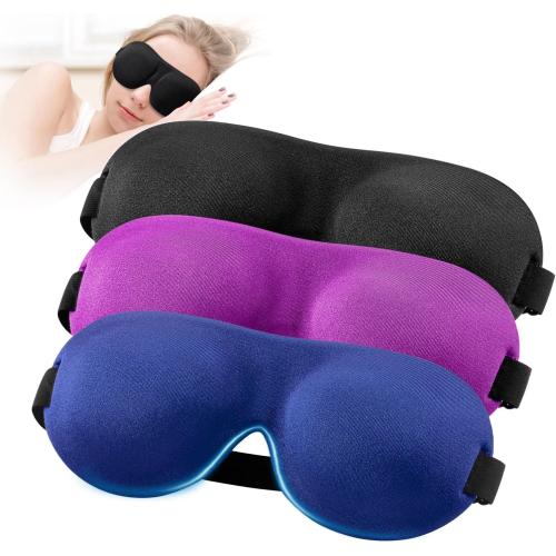 YIVIEW Sleep Mask for Back and Side Sleeper 3 Pack, 100% Blackout Eye Mask