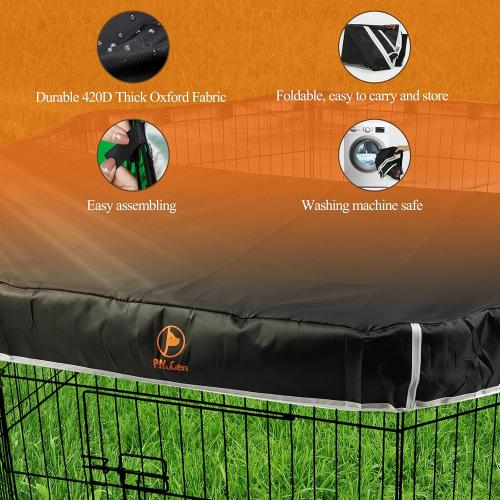 PJYuCien Dog Playpen Mesh Top Cover, Fits 24 Inch 8 Panels Regular Octagon Metal Exercise Pet Pen, Adhesive Tape Connections, Black (Note: Cover Only, Fence Not Included)