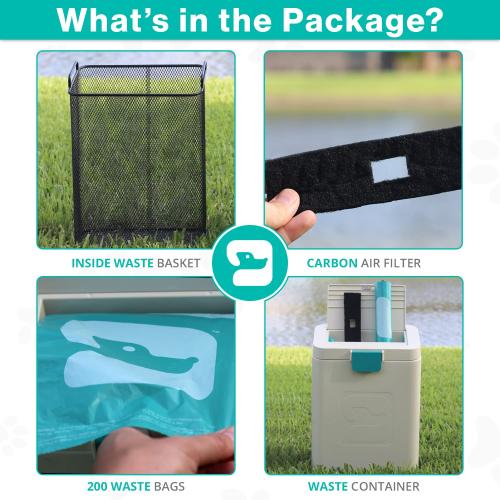 CREAM AND BLUE PawPail Pet Waste Station, Heavy Duty Outdoor Dog Poop Trash Can with Carbon Air Filter & DualVent Odor Control, UV & Weather Resistant | Includes 200 Pet Waste Bags