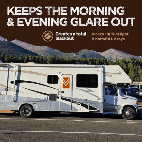Living in a Bubble RV Door Window Shade, Foldable Magnetic Blackout Caravan Window Cover - UV Protection Heavy Duty Camper Trailer Door Windows Covering (16x25)