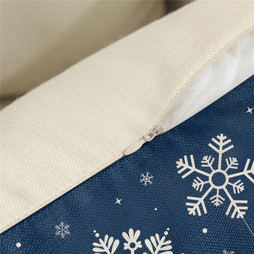 Christmas Pillow Covers 18x18 Blue Christmas Decorations Snowflake Throw Pillow Covers Xmas Tree Ornaments Winter Holiday Decor Cushion Case for Sofa Couch Set of 4