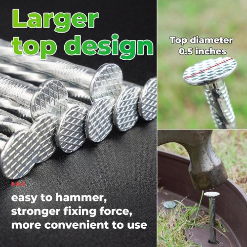 6.3-Inch Galvanized Heavy-Duty Landscape Stakes, (150-PACK) Spiral Metal Turf Spikes for Artificial Grass, Paver Edging, Weed Barrier, Securing Fences and More
