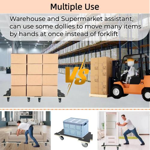 Furniture Dolly 4 Wheels Heavy Duty Spliceable Wood Platform Dolly 2 Pack, 1100 lbs Load Capacity Wood Pallet Jack, Furniture Moving Wooden Appliance Mover with 4 Soft Rubber Silent Wheels