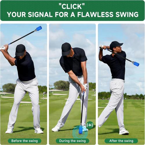 Golf Swing Speed Trainer, Click Stick Golf Trainer for Inertia & Swing Rhythm Practice, Weighted Golf Training Aid with Comfort Grip Helps Enhance Strength & Maintain Good Grip Habits