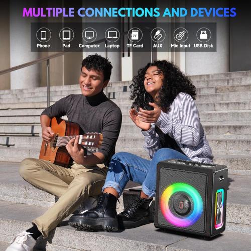 Karaoke Machine, Portable Bluetooth 5.3 Speaker with 2 Wireless Microphones for Adults, PA System with Pitch Correction & Echo Adjustment, Supports TWS/TF Card/USB/AUX/Live for Home Party (2MICS)