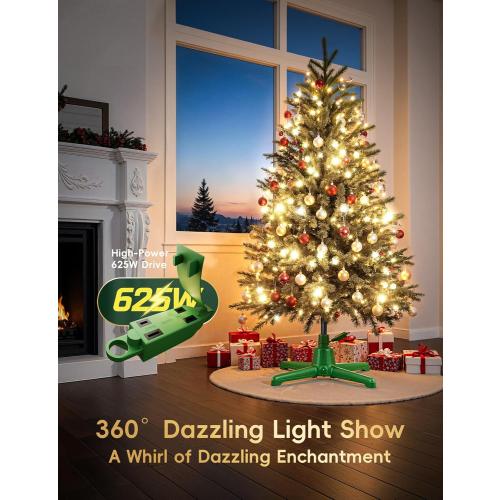 DG-Direct 360° Rotating Christmas Tree Stand, Up to 7.5ft, 90lb Artificial Christmas Tree, Fits 0.8–1.5 Tree Poles, Spinning Christmas Tree Stand, Christmas Tree Revolving Base with Remote Control