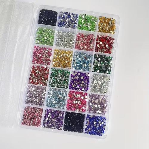 Multi-Color Nail Rhinestones Kit, Flatback Crystal Rhinestones Set in Organizer Box, Sparkling Gems Jewels for Acrylic Nails, Press-On Nails Art Decoration and DIY Crafts