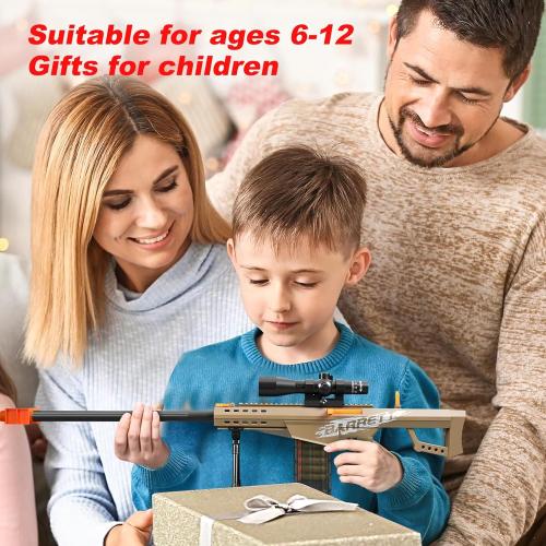 Soft Bullet Toy Gun Sniper Rifle with Scope Realistic Shell ejecting Foam Blaster Fake Gun Look Real shotgun Dart Pellet Shooting Game for Boys Teen Adults Gifts Age 8  10 12 Year Old (Brown)