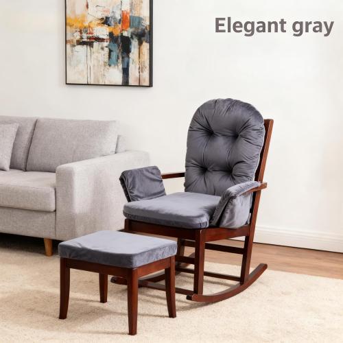 Zerone Soft Velvet Cotton Chair Cushions and Stool Pad Set, Glider Rocker Replacement Cushions with Storage Pockets