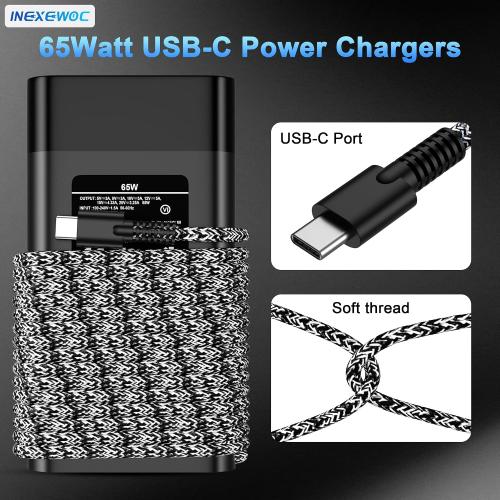 Slim 65W USB C Charger Compatible with HP Laptop Spectre X360,Spectre,Envy X360, Envy,Elitebook x360,Elitebook,Chromebook,Elite x2,ProBook Type C Fast Charging Power Cord Ac Adapter