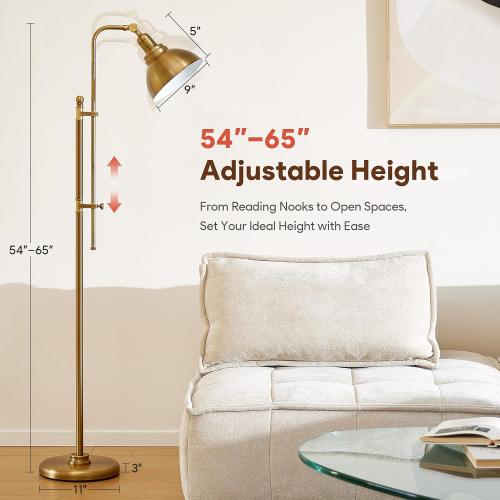 VONLUCE Industrial Floor Lamp 65, Adjustable Standing Lamp for Living Room